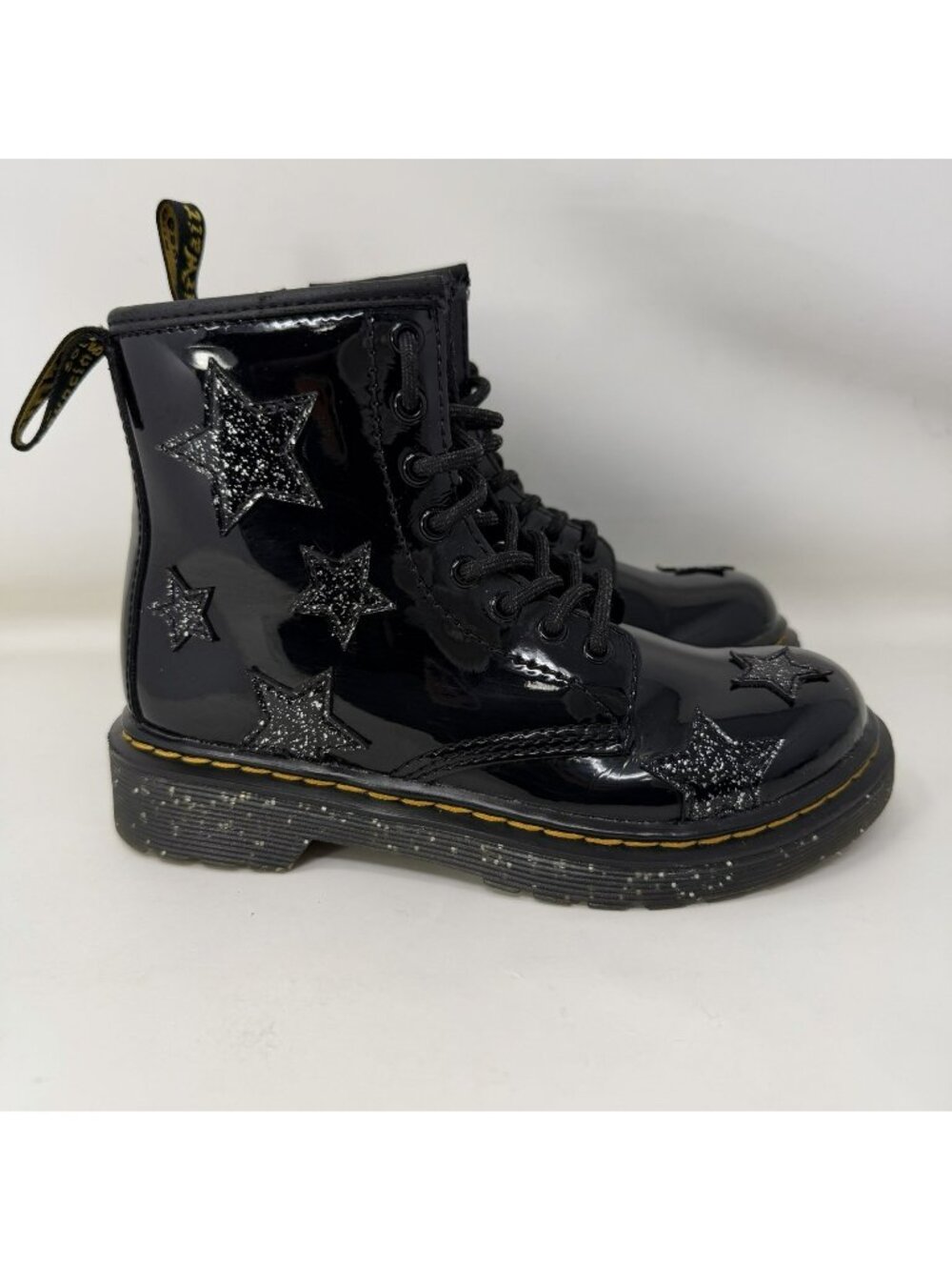 Dr. Martens 1460 Glitter Stars Patent Leather Boots Black Youth Size 13